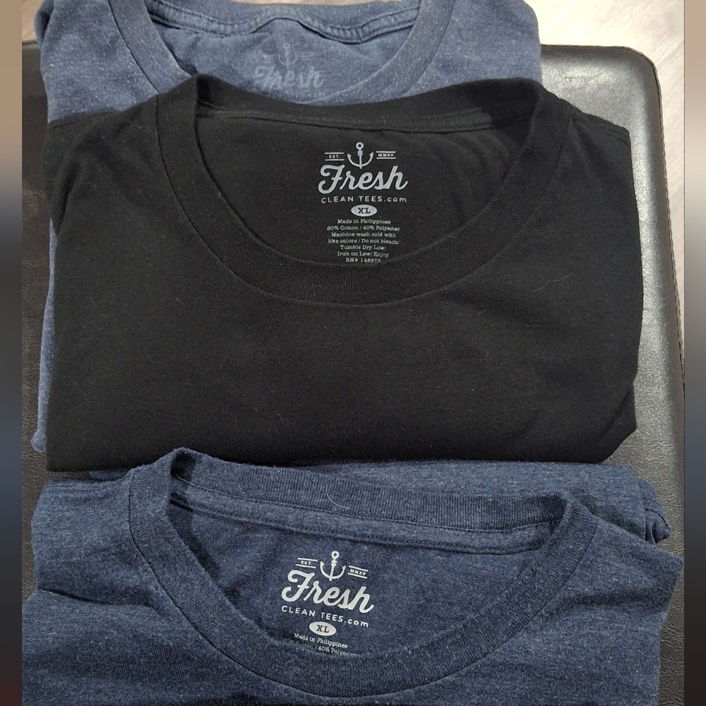 fresh Men's Short Sleeve Crewneck Tees - Black, Navy, Charcoal, Burgundy - Picture 2 of 6
